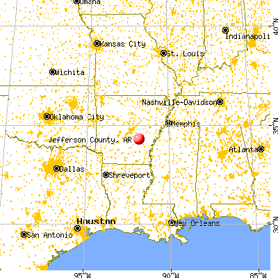 Jefferson County, AR map from a distance