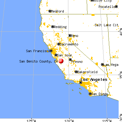 San Benito County, CA map from a distance