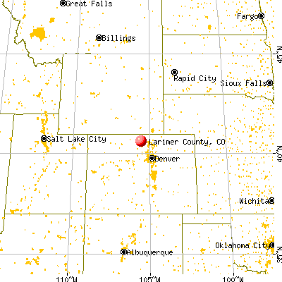 Larimer County, CO map from a distance