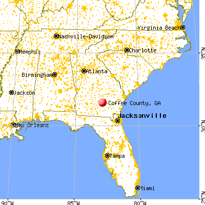 Coffee County, GA map from a distance
