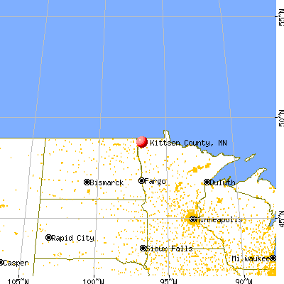 Kittson County, MN map from a distance