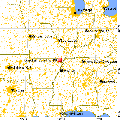 Dunklin County, MO map from a distance