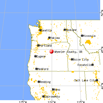 Wheeler County, OR map from a distance