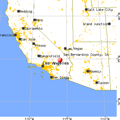 San Bernardino County, CA map from a distance