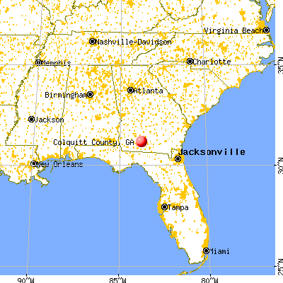 Colquitt County, GA map from a distance