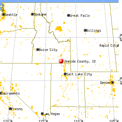 Oneida County, ID map from a distance