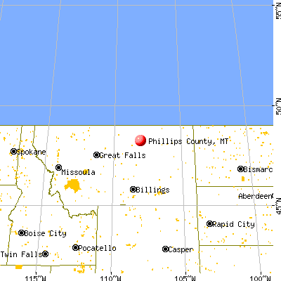 Phillips County, MT map from a distance