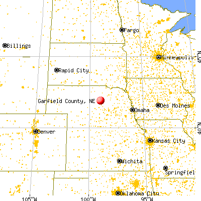 Garfield County, NE map from a distance