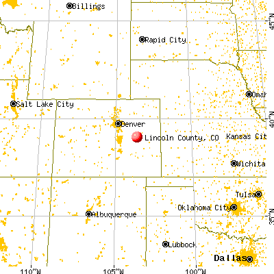 Lincoln County, CO map from a distance