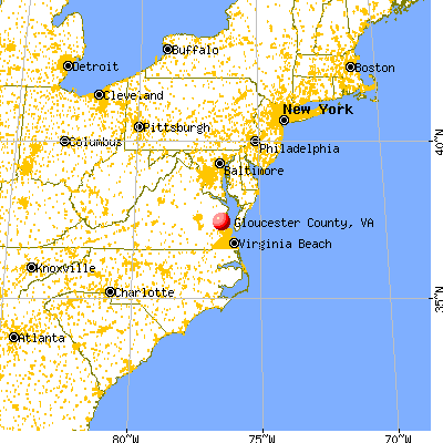 Gloucester County, VA map from a distance