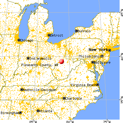 Pleasants County, WV map from a distance