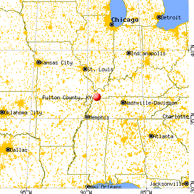 Fulton County, KY map from a distance