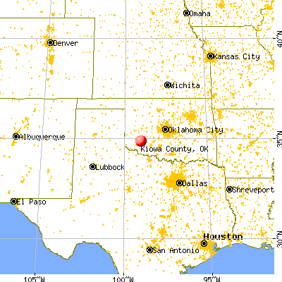 Kiowa County, OK map from a distance
