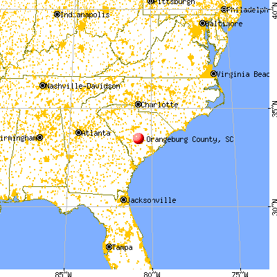 Orangeburg County, SC map from a distance