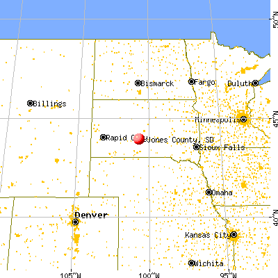 Jones County, SD map from a distance