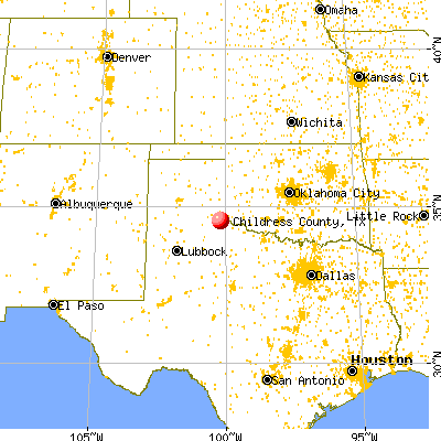 Childress County, TX map from a distance
