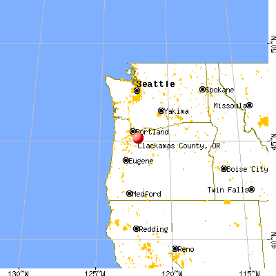 Clackamas County, OR map from a distance