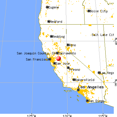 San Joaquin County, CA map from a distance