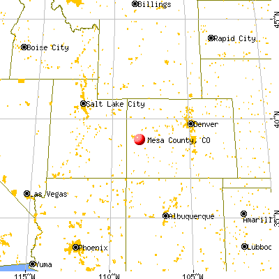 Mesa County, CO map from a distance