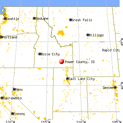 Power County, ID map from a distance