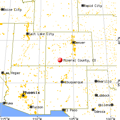 Mineral County, CO map from a distance