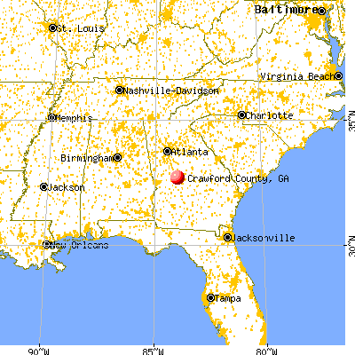 Crawford County, GA map from a distance