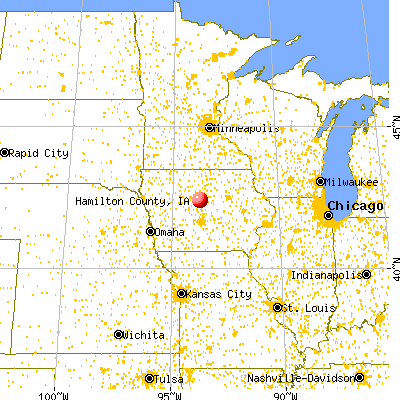 Hamilton County, IA map from a distance
