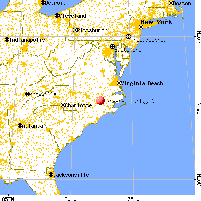 Greene County, NC map from a distance