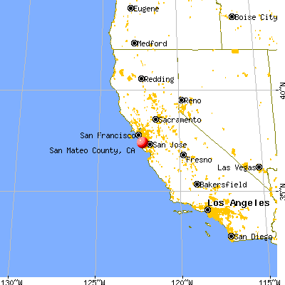 San Mateo County, CA map from a distance
