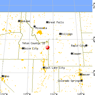 Teton County, ID map from a distance