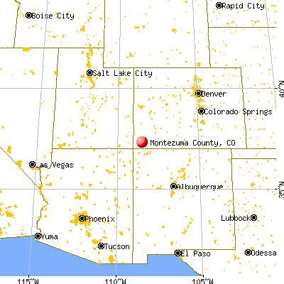 Montezuma County, CO map from a distance