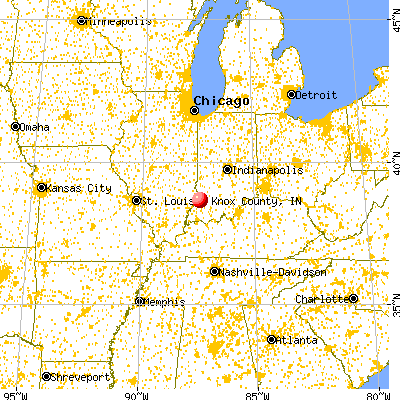 Knox County, IN map from a distance