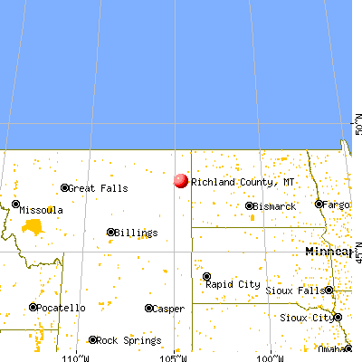 Richland County, MT map from a distance