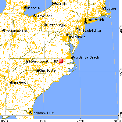 Halifax County, NC map from a distance