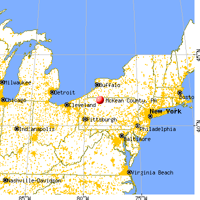 McKean County, PA map from a distance