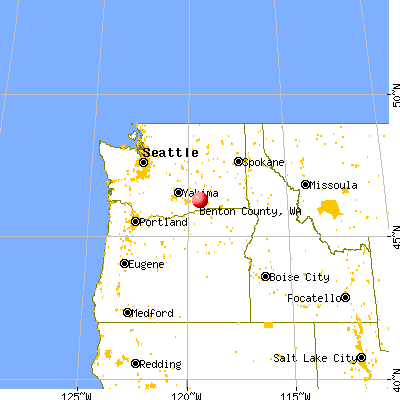 Benton County, WA map from a distance