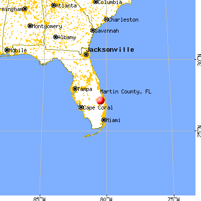 Martin County, FL map from a distance