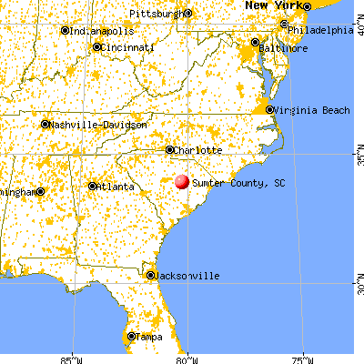 Sumter County, SC map from a distance