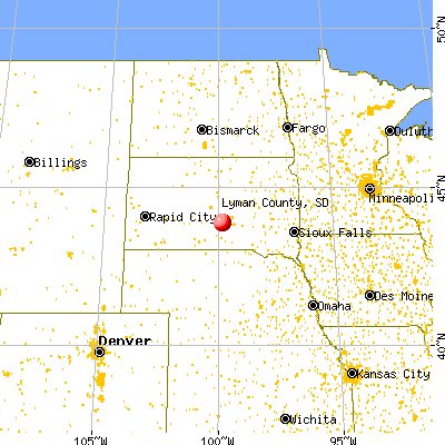 Lyman County, SD map from a distance
