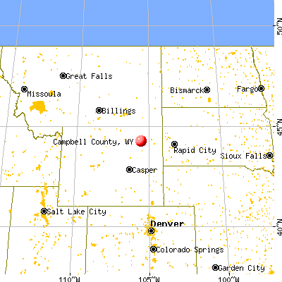 Campbell County, WY map from a distance