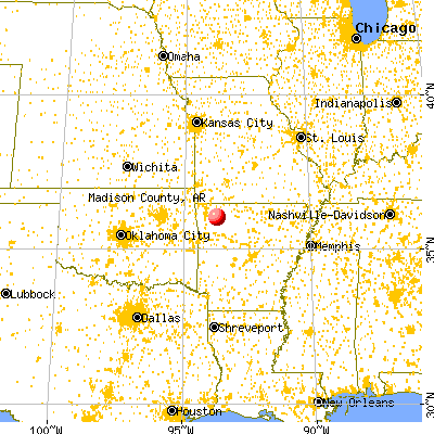 Madison County, AR map from a distance
