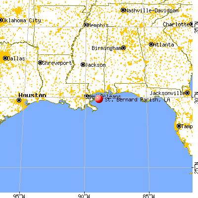 St. Bernard Parish, LA map from a distance