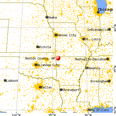Benton County, AR map from a distance