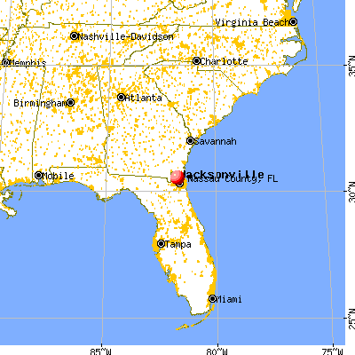 Nassau County, FL map from a distance