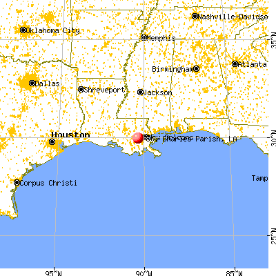 St. Charles Parish, LA map from a distance