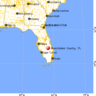 Okeechobee County, FL map from a distance