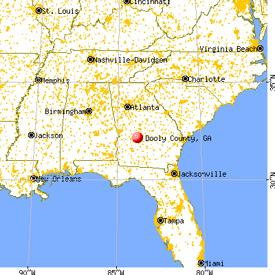 Dooly County, GA map from a distance