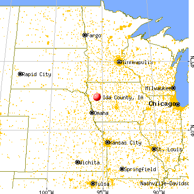 Ida County, IA map from a distance