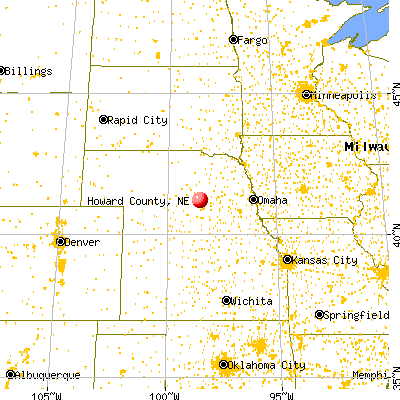 Howard County, NE map from a distance