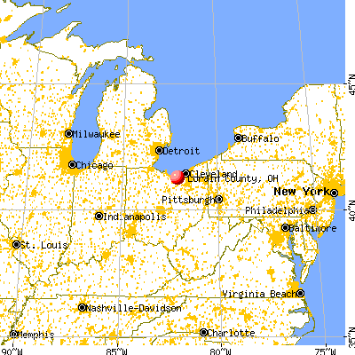Lorain County, OH map from a distance